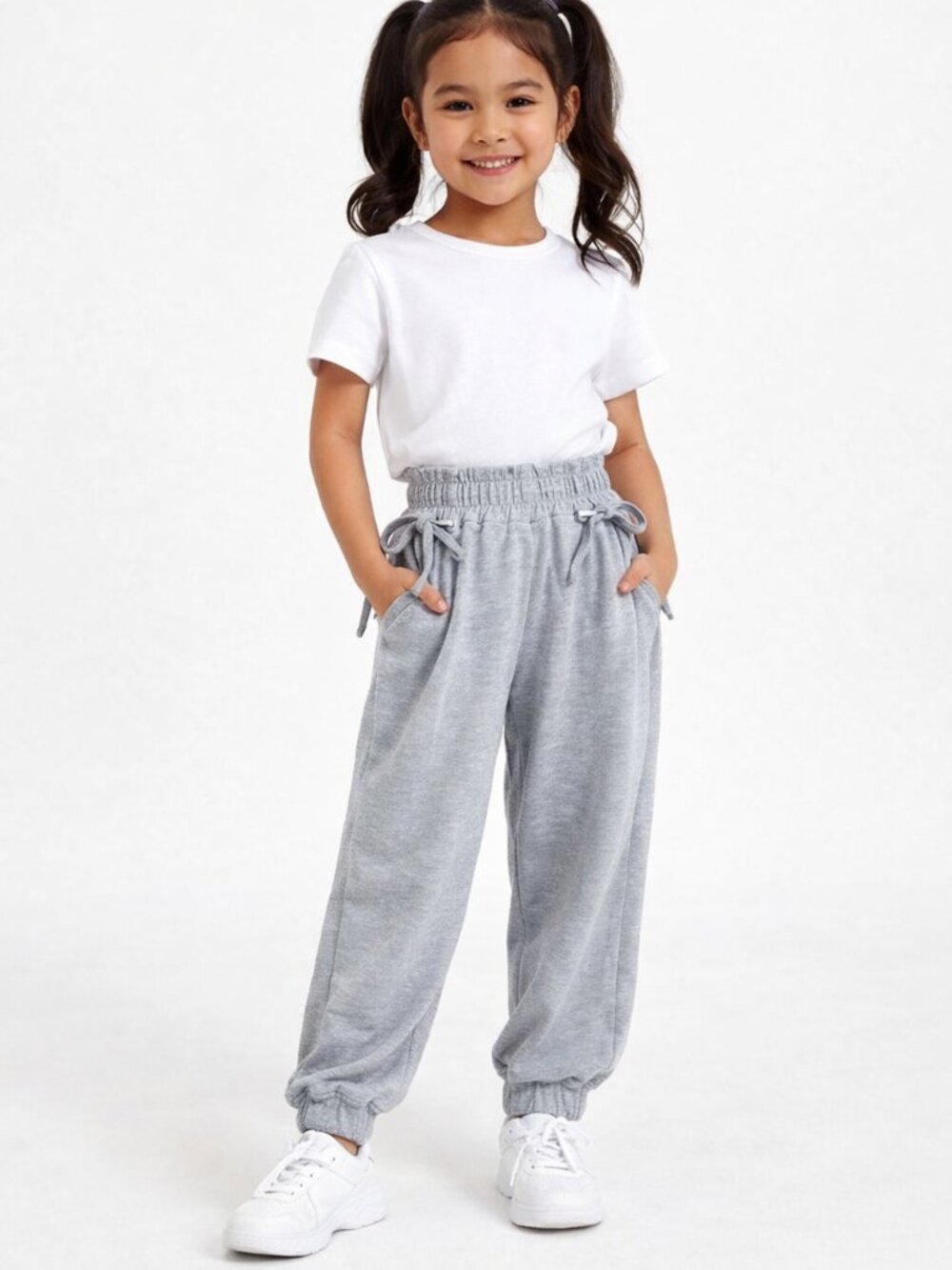 Shein Girls Sweatpants Joggers Light Gray Size 7 Soft Knit